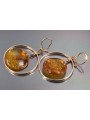 Russian Soviet silver rose gold plated 925 Amber earrings veab010